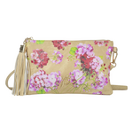 Floral envelope bag with expandable strap