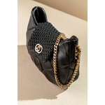 Οβάλ Τσάντα Ώμου Puffer με Καπάκι με Κλειδαριά και Αλυσίδα