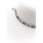 Καπέλο Ψάθινο με Φαρδύ Γείσο και Διακοσμητικές Χάντρες