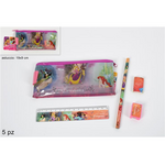 Set pencil case with ruler pencil rubber & sharpener Disney Princesses 5pcs