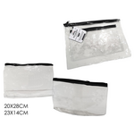 Set of 2 transparent toilet bags with zipper 20x28cm and 13x14cm