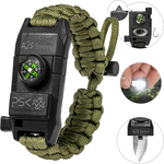 A2S Paracord Survival Bracelet with Compass and Sparkler Green