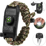 A2S Paracord Survival Bracelet with Compass and Sparkler Green Camo