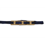 Women's Elastic Belt with triple golden buckle in black color
