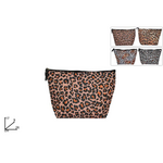 Toiletry bag with leopard design in 4 colors