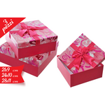 Set of 3 square gift boxes with hearts