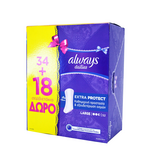 Always Sanitary Napkins Dailies Extra Protect Large 34pcs + 18pcs more product