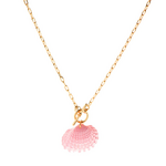 Necklace with chain 50cm, light shell motif and special closure, in pink color