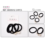 Set of 4 hair elastics with pearls in black