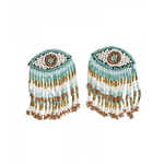 Earrings in turquoise color with beads "Eyes" BLE 5-45-851-0071