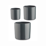 Set of 3 cylindrical ceramic pots in anthracite shade 14x17x22cm