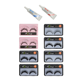 Set of 8 pairs of fake lashes and 2 tubes of application glue 7gr