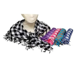 Women's light scarf chekered 100x100cm