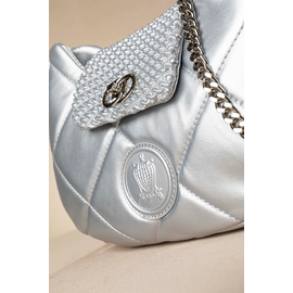 Οβάλ Τσάντα Ώμου Puffer με Καπάκι με Κλειδαριά και Αλυσίδα