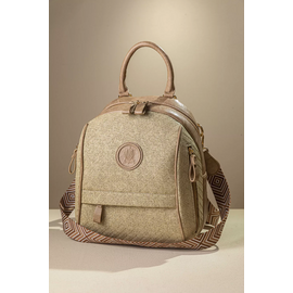 Μεσαίο Backpack με Πολλά Τσεπάκια και υφή Ψάθας