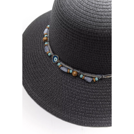 Γυναικείο Ψάθινο Καπέλο με Διακοσμητικές Χάντρες
