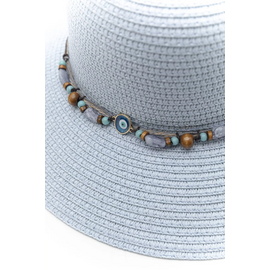 Γυναικείο Ψάθινο Καπέλο με Διακοσμητικές Χάντρες