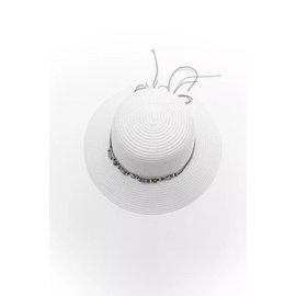 Γυναικείο Ψάθινο Καπέλο με Διακοσμητικές Χάντρες