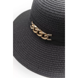 Γυναικείο Ψάθινο Καπέλο με Διακοσμητική Αλυσίδα