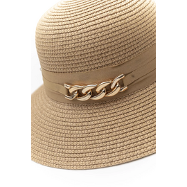 Γυναικείο Ψάθινο Καπέλο με Διακοσμητική Αλυσίδα