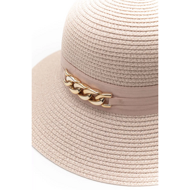 Γυναικείο Ψάθινο Καπέλο με Διακοσμητική Αλυσίδα