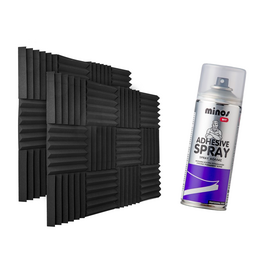 A2S Protection Foam Sound Panels 30.5x30.5x5cm 24pcs & Minos Glue Spray 400ml