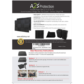 A2S Protection Foam Sound Panels 30.5 x 30.5 x 5cm 24 pcs